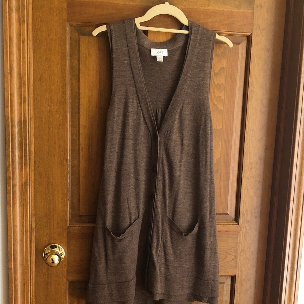 LOFT Brown Knit Tunic Vest